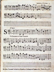 Side med partitur av Balletter, franske strømninger opus 3 av Giovanni Battista Vitali
