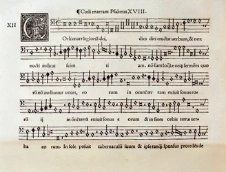 Side med partitur til Salme XVIII av Willaert (1538)