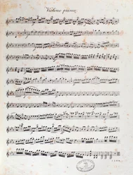 Side med musikalsk partitur av ouverturen til Alruna av Louis Spohr