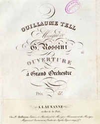 Side med musikalsk partitur av ouverturen til William Tell, opera av Gioacchino Rossini