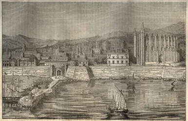 Palma de Mallorca, Mallorca (Majorca), Balearene - gravering 1837