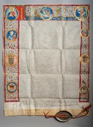 Pavelig okse. Pave Paul III, nattverd. Pergament. Miniatyr maleri. 1535.