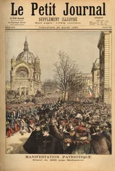 Patriotisk demonstrasjon i Paris, for starten av det 200. regimentet for Madagaskar. Gravering i "" Le petit journal"" 24/03/1895. Selvas samling.