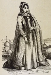 Persia (ca. 1800). Samfunn. Persisk kvinne. Gravering. Privat samling.
