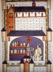 Apotek i et kloster på 1200-tallet - i "Kirurgi"" av Ruggero di Salerno.
