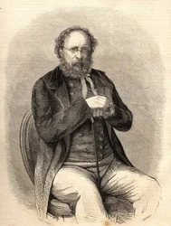Pierre Joseph Proudhon (1809 - 1865). French socialist theorist, forerunner of anarchism. Engraving from 1865. Bianchetti Collection