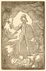 Stakkars mann! Hvor er du nå? Din dag er natt. fra The Pilgrims Progress From This World, To That What Is To Come av John Bunyan (1628-1688) Christian går inn i Dødsskyggens dal og t