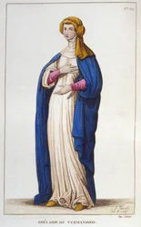 Portrett av Adelaide av Vermandois (1065-1024). Capetians dynasti. Gravering fra 1830.