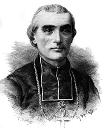 Portrett av Adolphe Perraud (1828-1906), fransk kirkemann og akademiker. Gravering i "" Le Monde Illustré"" nr. 1316 av 17. juni 1882.