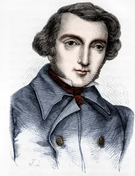 Portrett av Alexis de Tocqueville (1805 - 1859), fransk historiker og politiker. Gravering 1800-tallet.