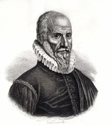 Portrait of Ambroise Pare (1509-1590), French surgeon - engraving of the 19th century