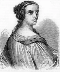 Portrett av Anne de Beaujeu, Anne av Frankrike (1462-1522), hertuginne av Bourbon, datter av Louis XI. Gravering fra 1800-tallet.). Gravering fra 1800-tallet.