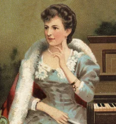 Portrett av Annette Essipoff [Anna Essipova], russisk pianist [1851-1914].