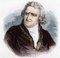 Portrait of Antoine Augustin Parmentier (1737 - 1813), French military pharmacist and agronomist. Engraving from 1866.