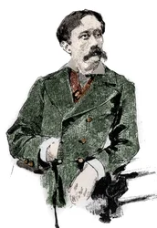 Portrait of Arrigo (or Enrico) Boito (1842-1918), Italian librettist, author of the libretto of “Otello” (Othello) by Giuseppe Verdi. Engraving in “” Le monde illustrious””