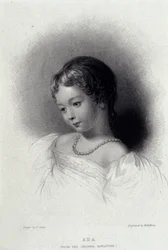 Portrett av Augusta Ada Byron (1815-1852) som ble Anna Lovelace, datter av poeten George Gordon Byron. Gravering av 1800-tallet.