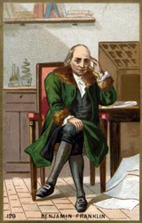 Portrait of Benjamin Franklin (1706 - 1790). Chromolithography of the late 19th century.