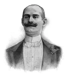 Portrett av Camille Perier (Kam-Hil) (Kam Hil) (1856-1935) Engelsk kabaretartist og sanger - Gravering 1882