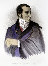 Portrett av Carl Maria von Weber, tysk komponist (1786-1826) - gravering