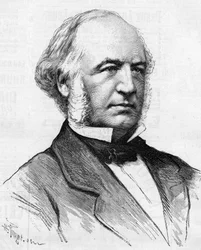 Portrett av Charles Bergeron (1808-1883) fransk ingeniør, stor håndverker for transformasjonen av Paris' måter, i "" Le Monde Illustré 1885"".