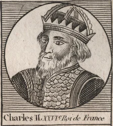 Portrett av Charles II den skallede (823-877), konge av Frankrike - Charles II (823-877) den skallede - gravering fra "Instruction sur l