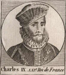 Portrett av Charles IX (1550-1574), konge av Frankrike - Charles IX konge av Frankrike fra 1560 til 1574 - gravering fra "Instruction sur l