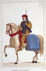 Portrett av Charles VII (1403 - 1461), konge av Frankrike gravering av 1830