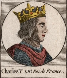 Portrait of Charles V the Sage (1338 - 1380) - Charles V the wise or Charles V the Sage, King of France from the House of Valois - engraving from “Instruction sur l