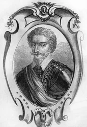 Portrait of Charles de Gontaut, Baron, then Duke of Biron (1562 to 1602). Maréchal de France. engraving of 1866.