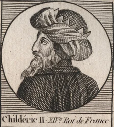 Portrett av Childeric II, kongen av frankene fra 670 til 673 - CHILDERIC II 655-675 Konge merovinger av Frankrike og Austrasia - gravering fra "" Instruction sur l