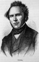 Portrett av Claude Anthime Corbon (1808 - 1891). Gravering av slutten av 1800-tallet i "Histoire de France"" av H. Martin.
