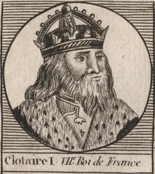 Portrett av Clothaire I (497 - 561), konge av Neustria og konge av frankerne - Clothar I, konge av frankerne - gravering fra "Instruction sur l