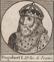 Portrett av Dagobert, kongen av frankene fra 628 til 638 - Dagobert (605-39) Frankenes konge - gravering fra "Instruction sur l