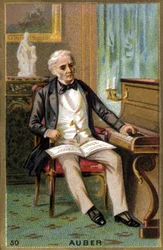 Portrett av Daniel François Esprit Auber (1782-1871), fransk komponist. Kromolitografi fra 1800-tallet.