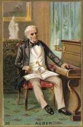 Portrett av Daniel François Esprit Auber (1782-1871), fransk komponist. 1800-talls kromolitografi.