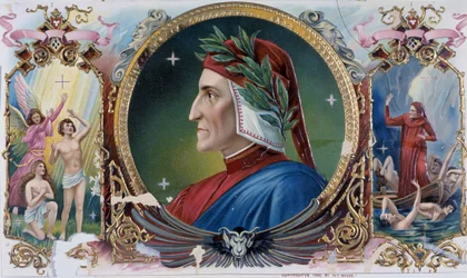 Portrett av Dante - Sigarboksetikett, sent på 1800-tallet