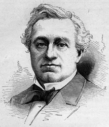 Portrett av Edmond Got (1822-1901), fransk komiker, medlem av Comedie Francaise. Gravering i "" Le Monde Illustré"" n¡1168 av 16. august 1879.