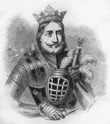 Portrett av Etienne IX UroU IV DuUan på fransk, Etienne Douchan (1308 til 1355). Konge, den gang serbernes tsar. gravering fra 1840.