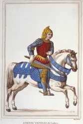 Portrett av Etienne de Vignoles eller Vignolles dit La Hire (Lahire). Fransk krigsmann 1390-1443.gravering av 1830