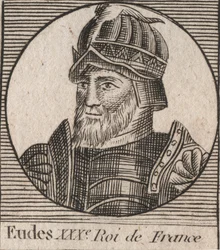 Portrait of Eudes (Odon) (v. 860 - 898), Count of Paris and Troyes, then King of France - EUDES count of Paris elected to French throne after the deposition of Charles the Emperor - engraving from “Instruction sur l