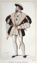 Portrett av Francois I (1494 - 1547) Gravering av 1830