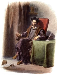Portrett av François Rabelais sittende (1483-1553) - i "" Le Plutarque francais", red. Mennechet