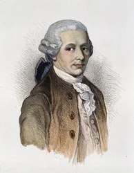 Portrett av Franz Joseph Haydn (1732-1809) komponist.- gravering