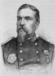 Portrett av general Ducrot (1817 - 1882). Gravering av slutten av 1800-tallet i "Histoire de France"" av H. Martin.