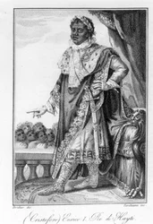 Portrett av general Henry Christophe, konge av Haiti, helten fra Haitis uavhengighet. Gravering sd. 1800-tallet.
