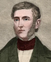 Portrett av George Bancroft (1800-1891), amerikansk historiker og politiker. Gravering i "" The illustrated London News "" av 23. januar 1858.