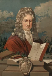 Portrett av Gottfried Wilhelm Leibniz (1646 - 1716) fra "" Science and its Men"" av Louis Figuier. Barcelona 1881