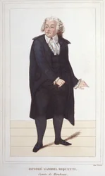 Portrett av Honore Gabriel (Honore-Gabriel) Riqueti, jarl av Mirabeau (1749-1791), fransk politiker. gravering fra 1830