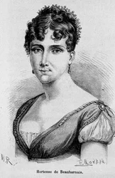 Portrett av Hortense Eugenie Cecile de Beauharnais, dronning av Holland (1783-1837), datter av Josephine de Beauharnais og Viscount Alexandre de Beauharnais - i "" L