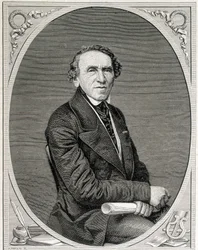 Portrett av Jakob Liebmann Beer, kjent som Giacomo Meyerbeer (1791 - 1864), tysk komponist. Gravering 1800-tallet.